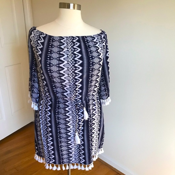 Dresses & Skirts - Navy Blue and White 3X cotton beach dress